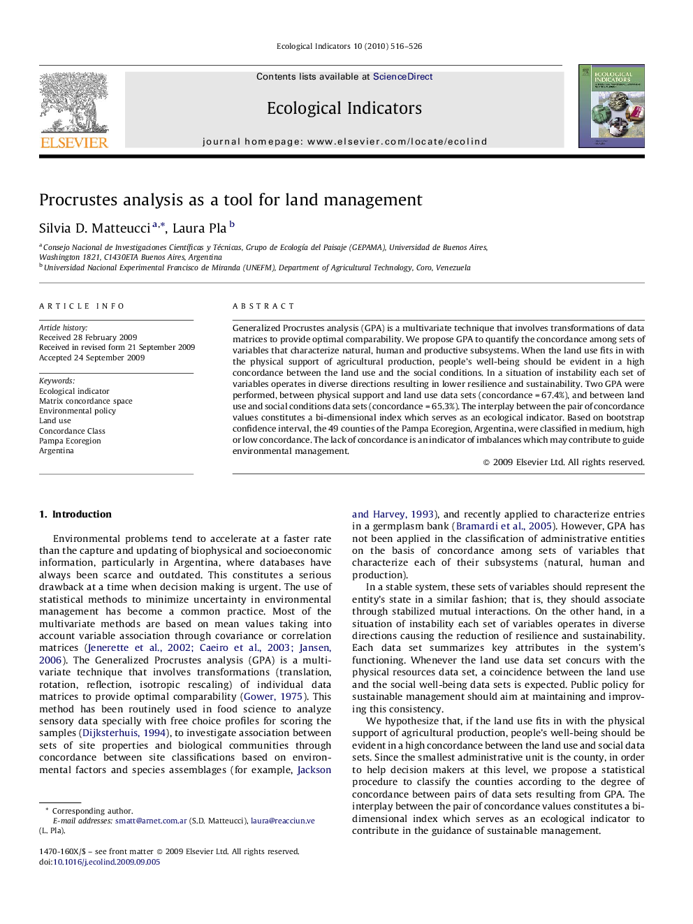 Procrustes analysis as a tool for land management