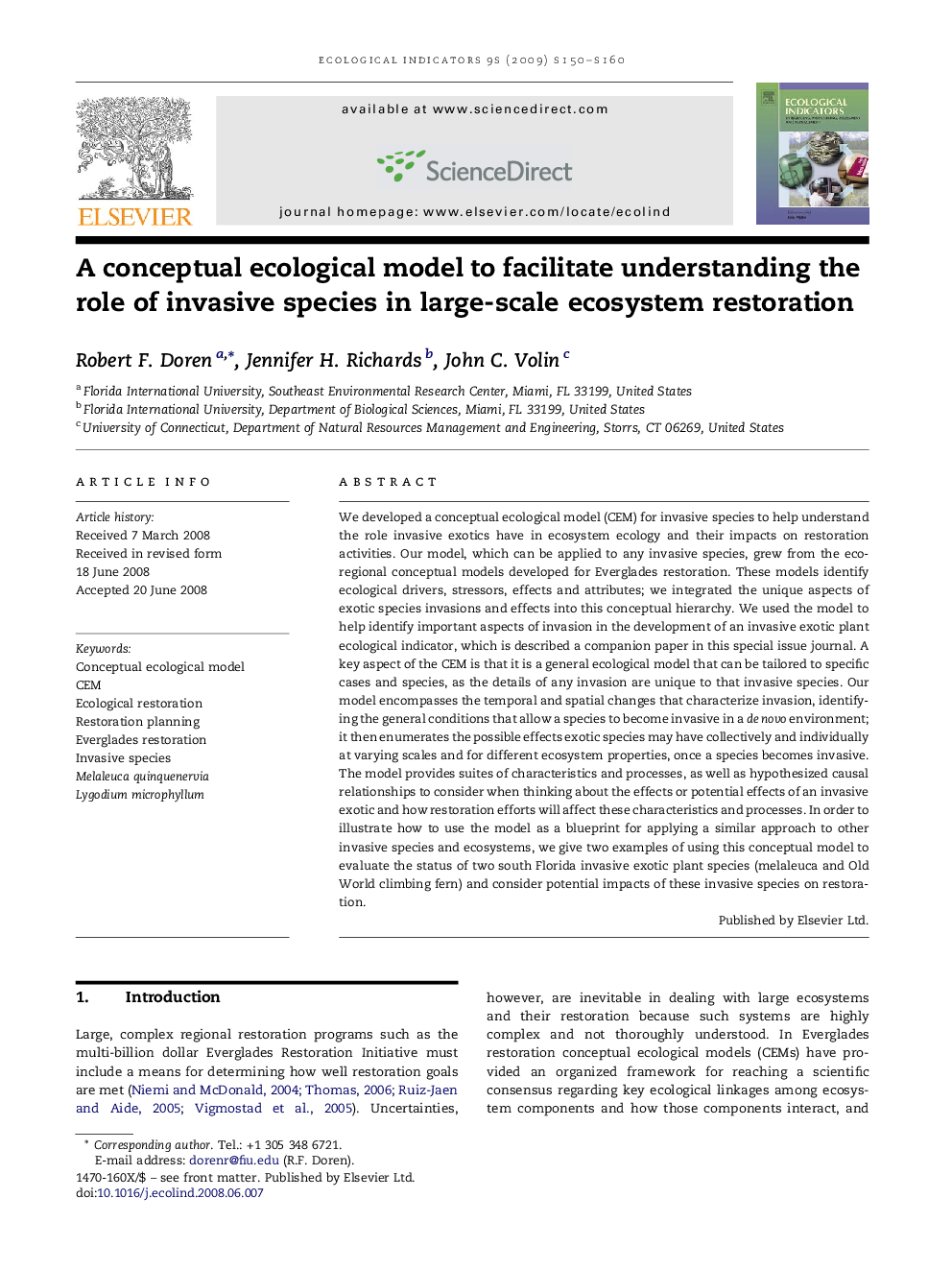 A conceptual ecological model to facilitate understanding the role of invasive species in large-scale ecosystem restoration