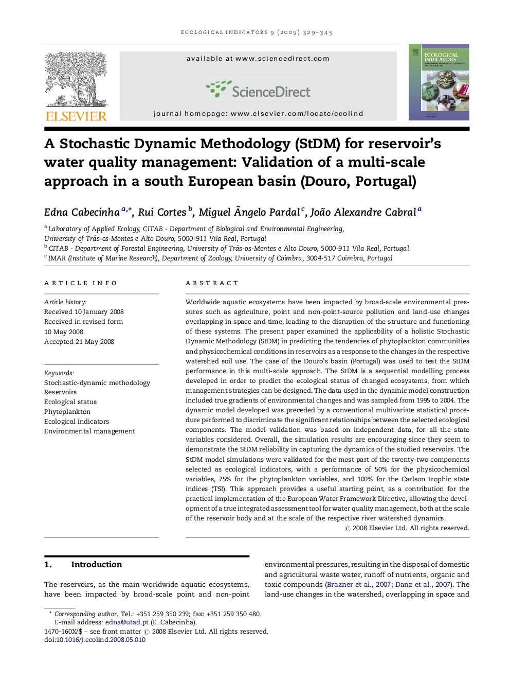 A Stochastic Dynamic Methodology (StDM) for reservoir's water quality management: Validation of a multi-scale approach in a south European basin (Douro, Portugal)