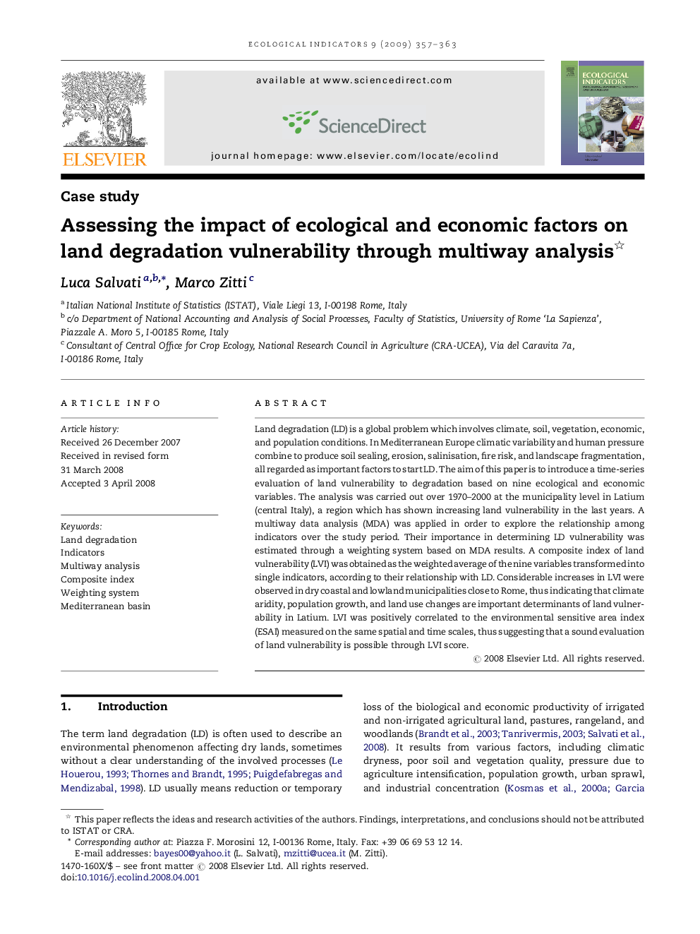 Assessing the impact of ecological and economic factors on land degradation vulnerability through multiway analysis