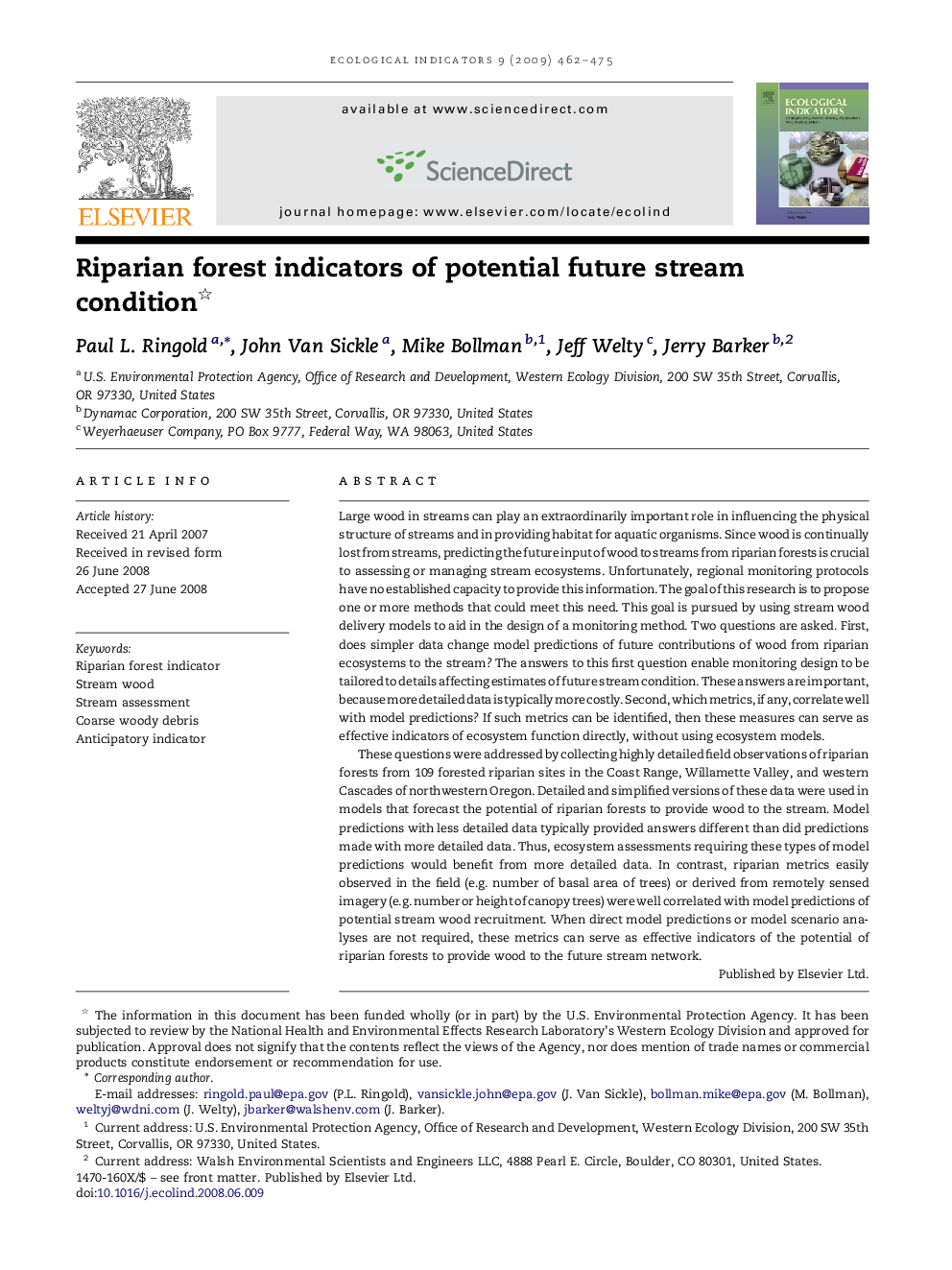 Riparian forest indicators of potential future stream condition 