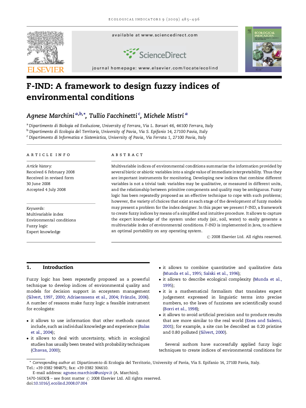 F-IND: A framework to design fuzzy indices of environmental conditions