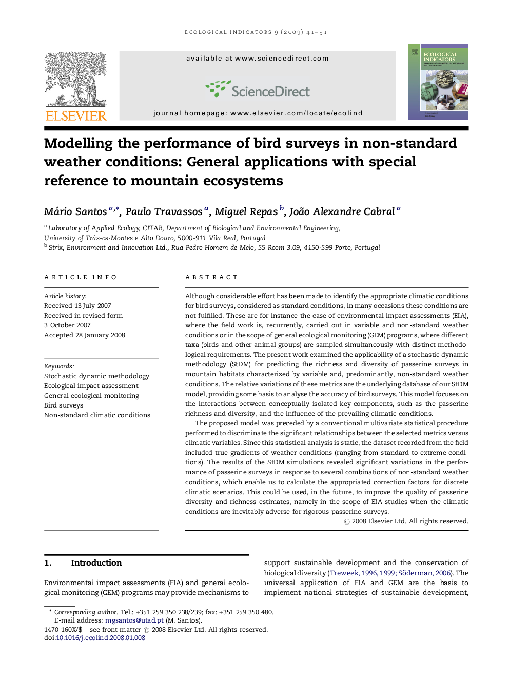 Modelling the performance of bird surveys in non-standard weather conditions: General applications with special reference to mountain ecosystems