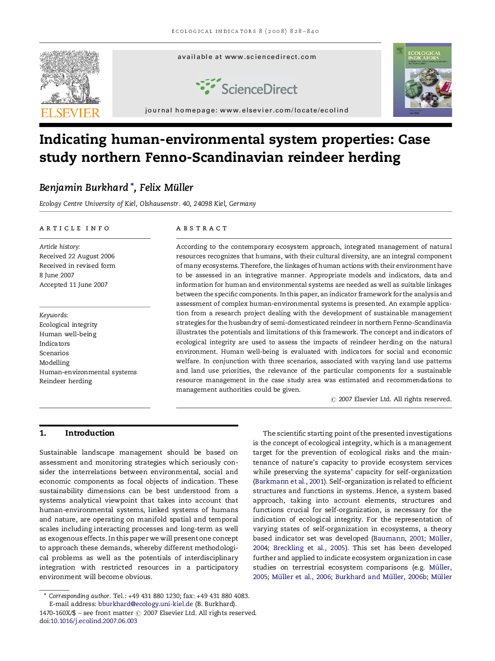 Indicating human-environmental system properties: Case study northern Fenno-Scandinavian reindeer herding