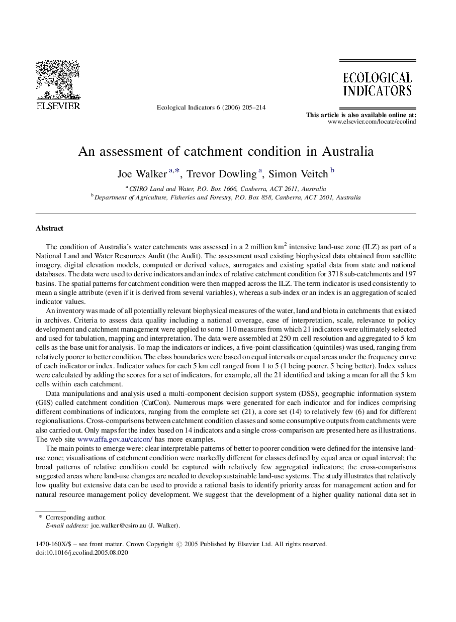 An assessment of catchment condition in Australia