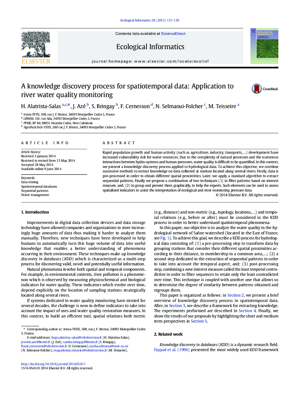 A knowledge discovery process for spatiotemporal data: Application to river water quality monitoring