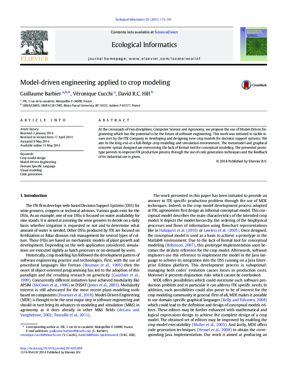 Model-driven engineering applied to crop modeling