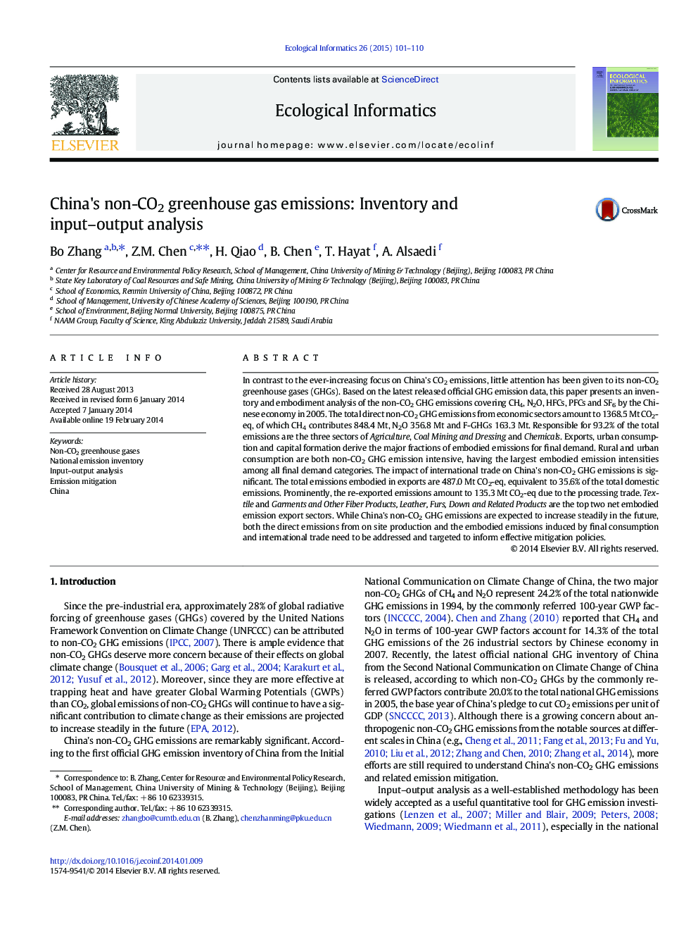 China's non-CO2 greenhouse gas emissions: Inventory and input–output analysis