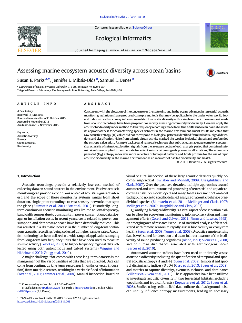 Assessing marine ecosystem acoustic diversity across ocean basins