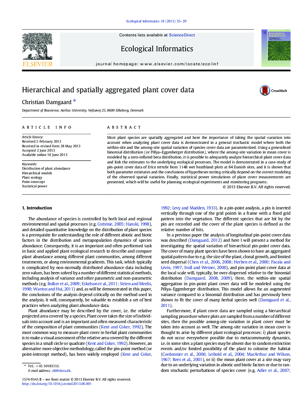 Hierarchical and spatially aggregated plant cover data