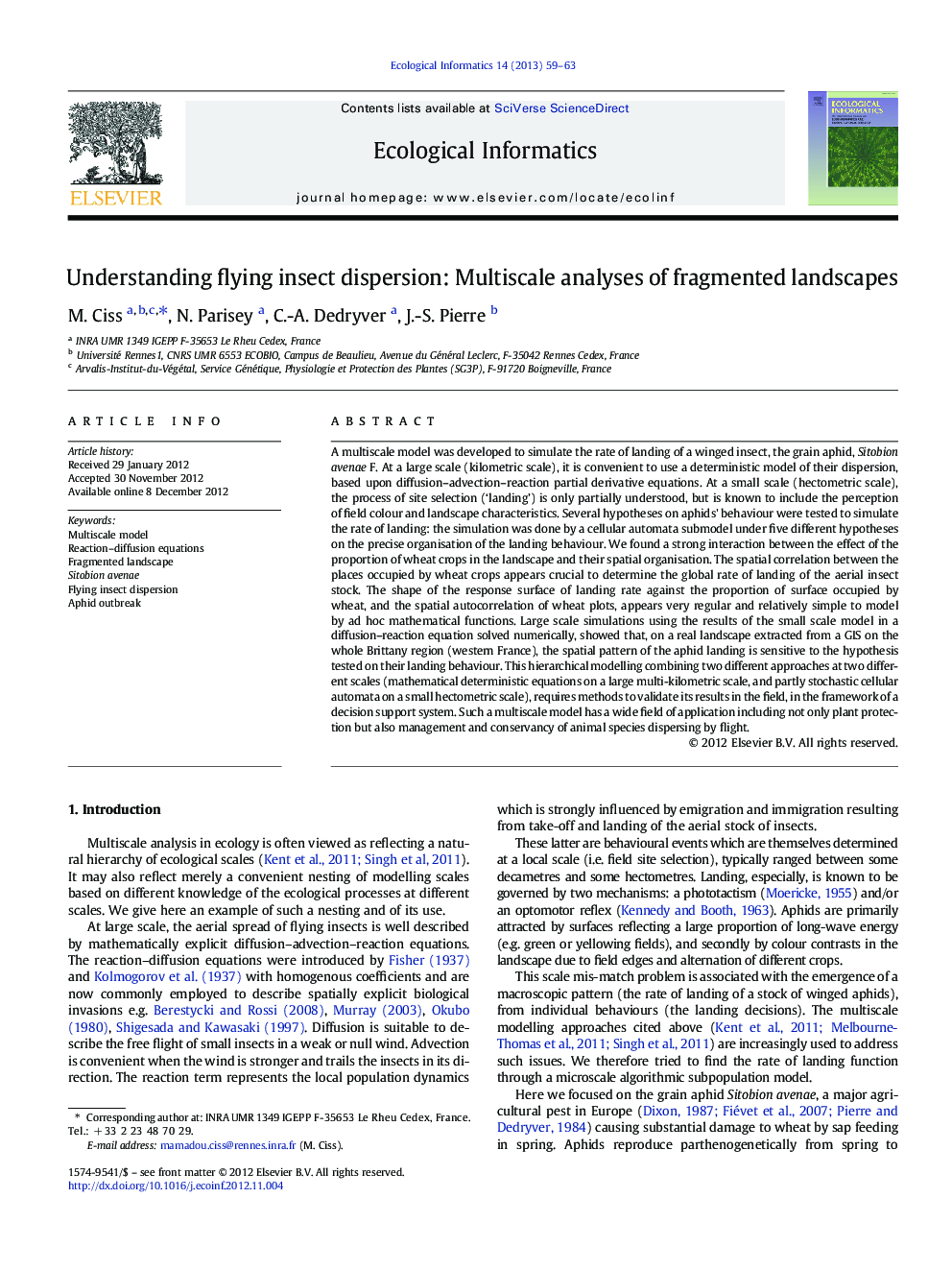 Understanding flying insect dispersion: Multiscale analyses of fragmented landscapes