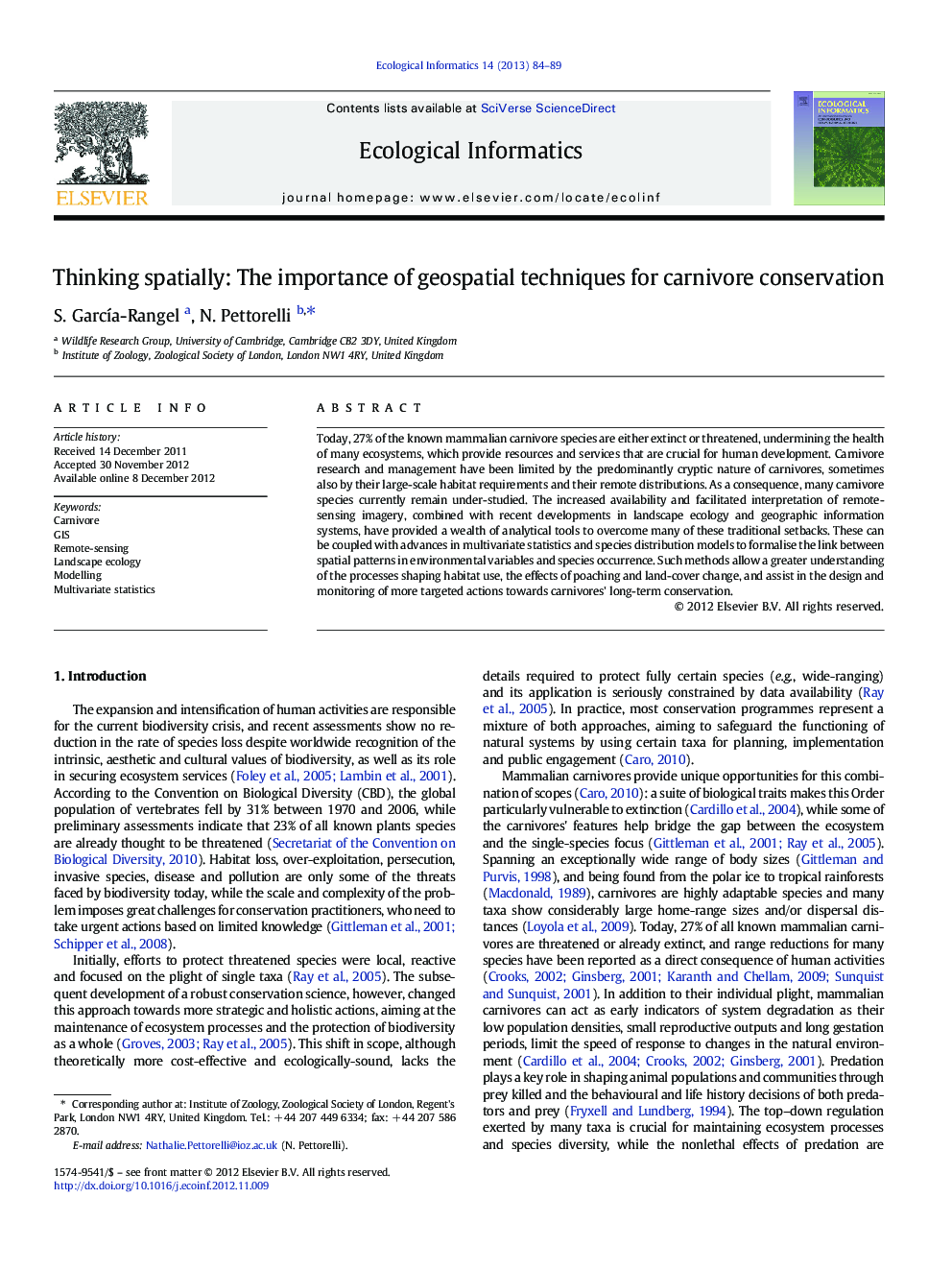 Thinking spatially: The importance of geospatial techniques for carnivore conservation