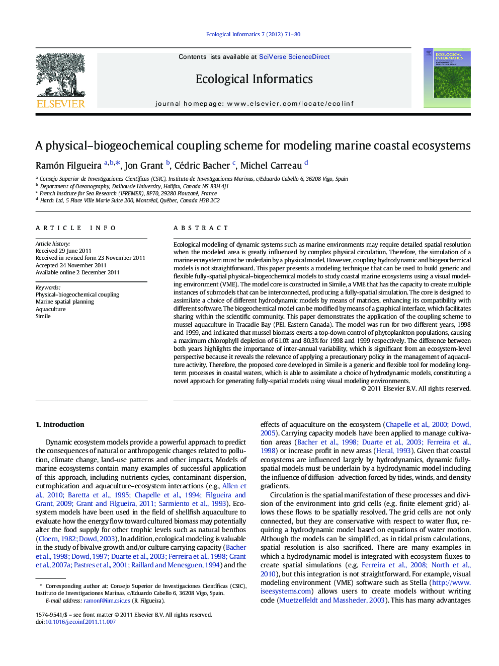 A physical–biogeochemical coupling scheme for modeling marine coastal ecosystems