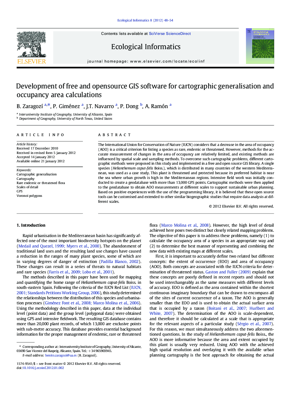 Development of free and opensource GIS software for cartographic generalisation and occupancy area calculations