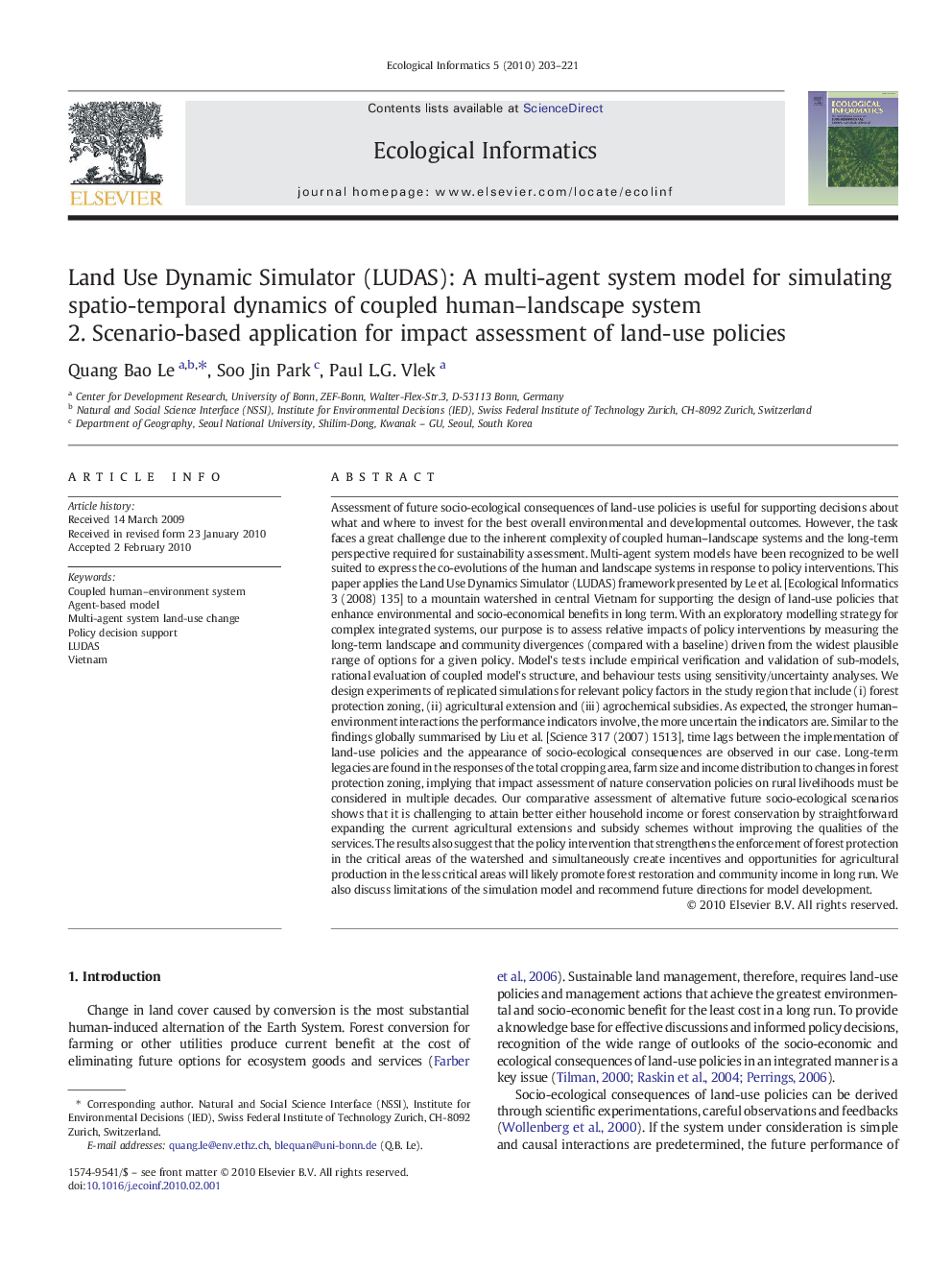 Land Use Dynamic Simulator (LUDAS): A multi-agent system model for simulating spatio-temporal dynamics of coupled human–landscape system: 2. Scenario-based application for impact assessment of land-use policies