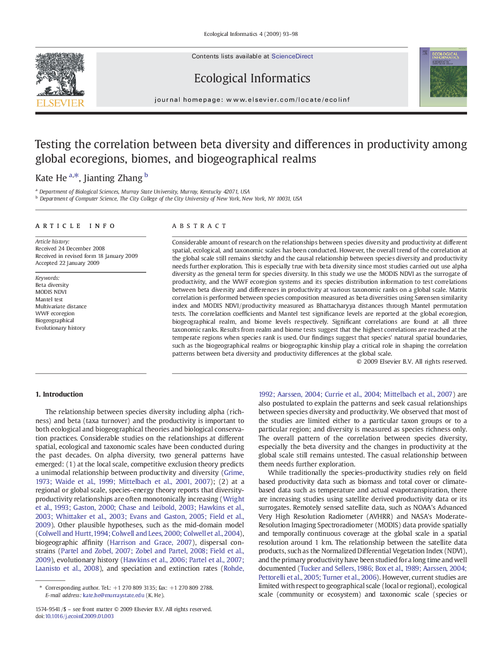 Testing the correlation between beta diversity and differences in productivity among global ecoregions, biomes, and biogeographical realms