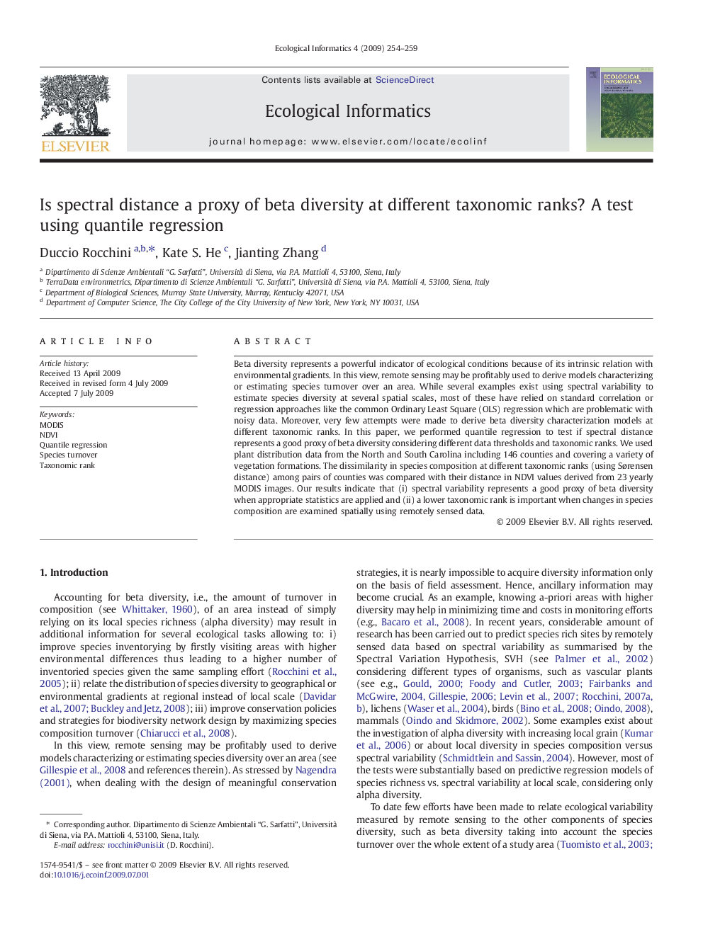 Is spectral distance a proxy of beta diversity at different taxonomic ranks? A test using quantile regression