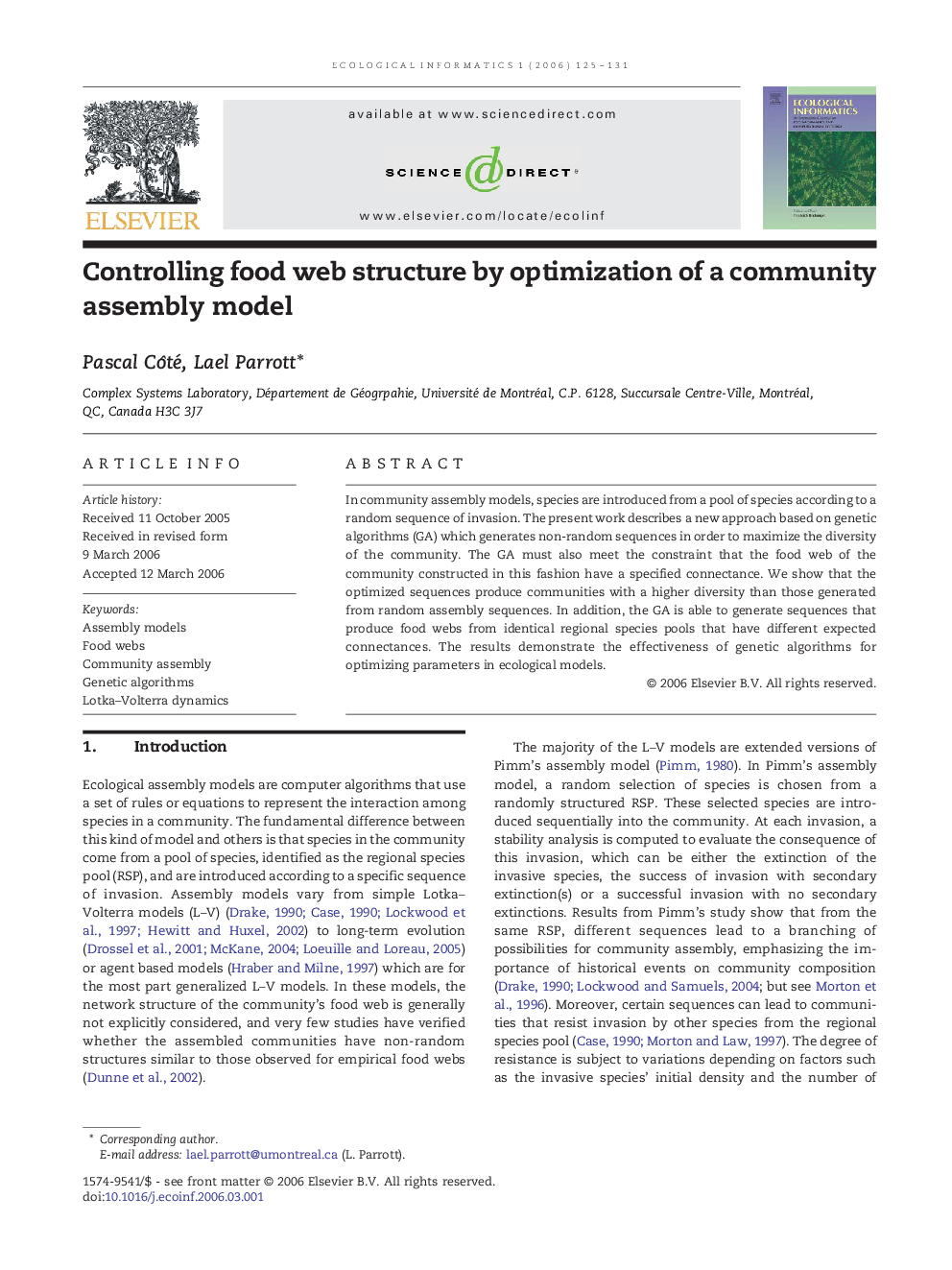 Controlling food web structure by optimization of a community assembly model