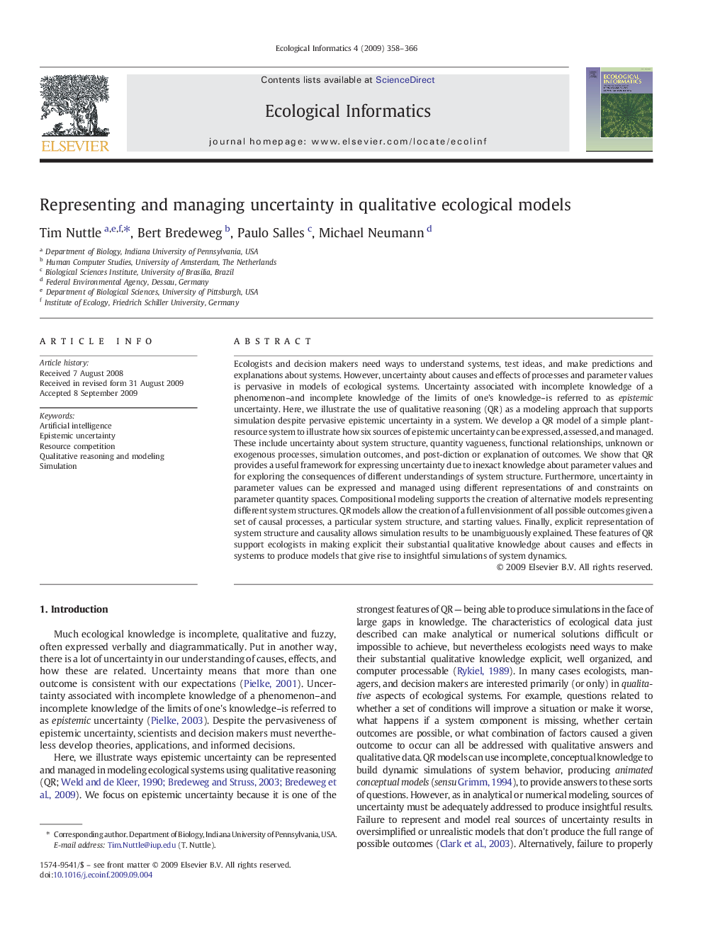 Representing and managing uncertainty in qualitative ecological models