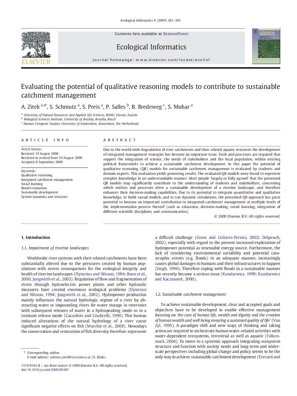 Evaluating the potential of qualitative reasoning models to contribute to sustainable catchment management