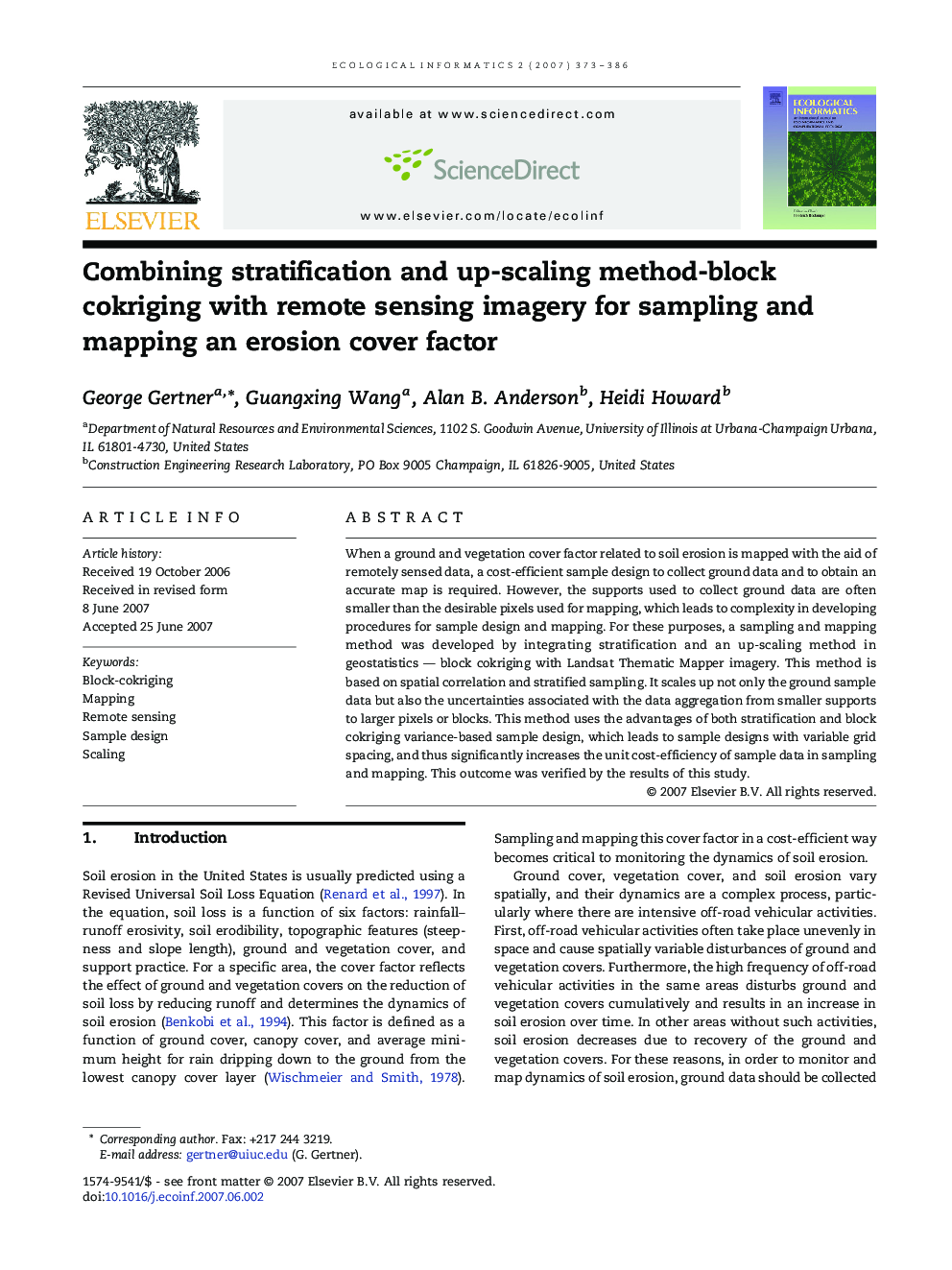 Combining stratification and up-scaling method-block cokriging with remote sensing imagery for sampling and mapping an erosion cover factor