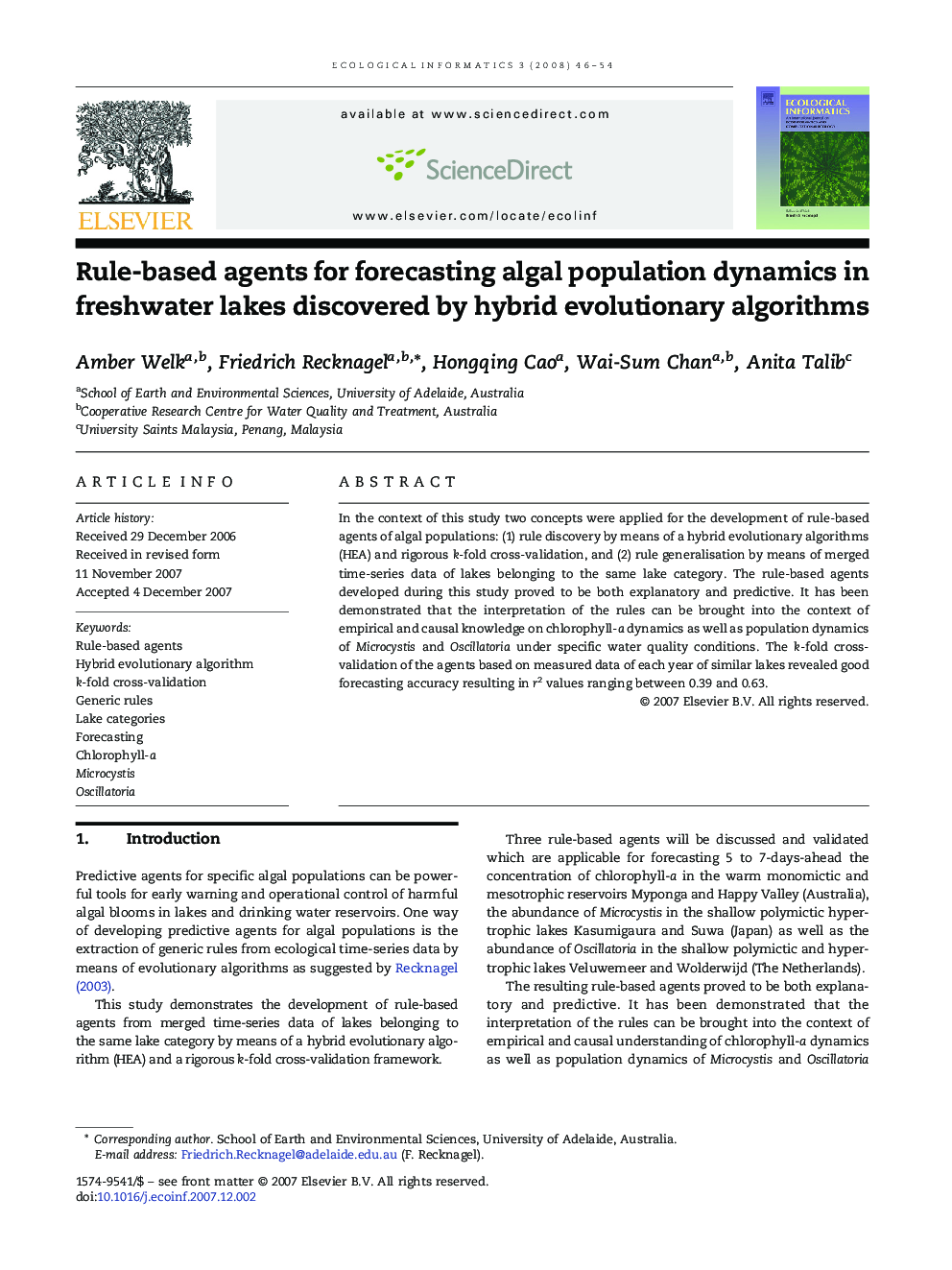 Rule-based agents for forecasting algal population dynamics in freshwater lakes discovered by hybrid evolutionary algorithms