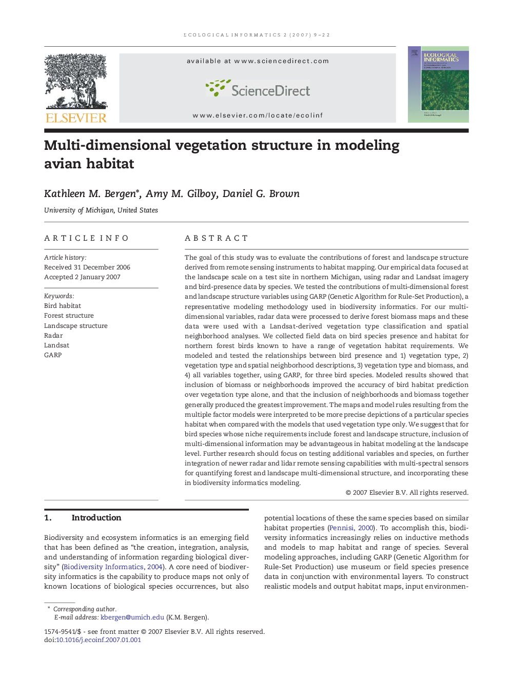 Multi-dimensional vegetation structure in modeling avian habitat