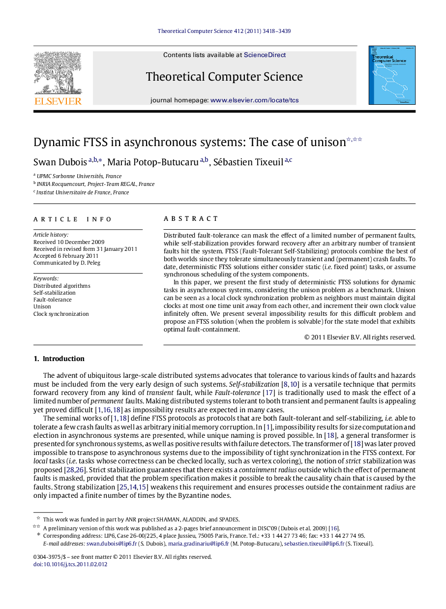 Dynamic FTSS in asynchronous systems: The case of unison 
