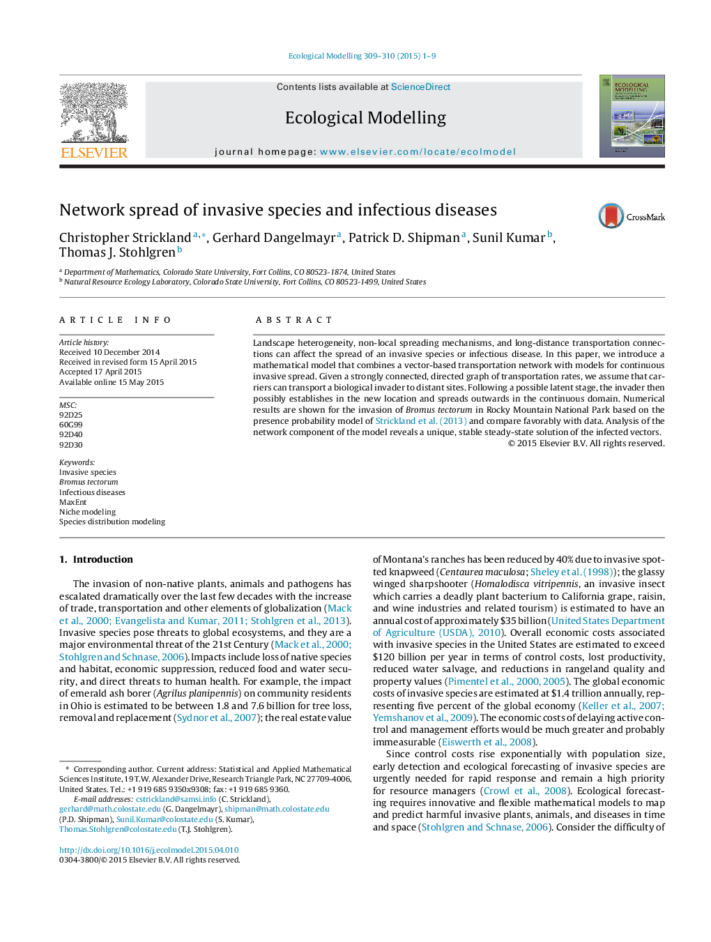 Network spread of invasive species and infectious diseases