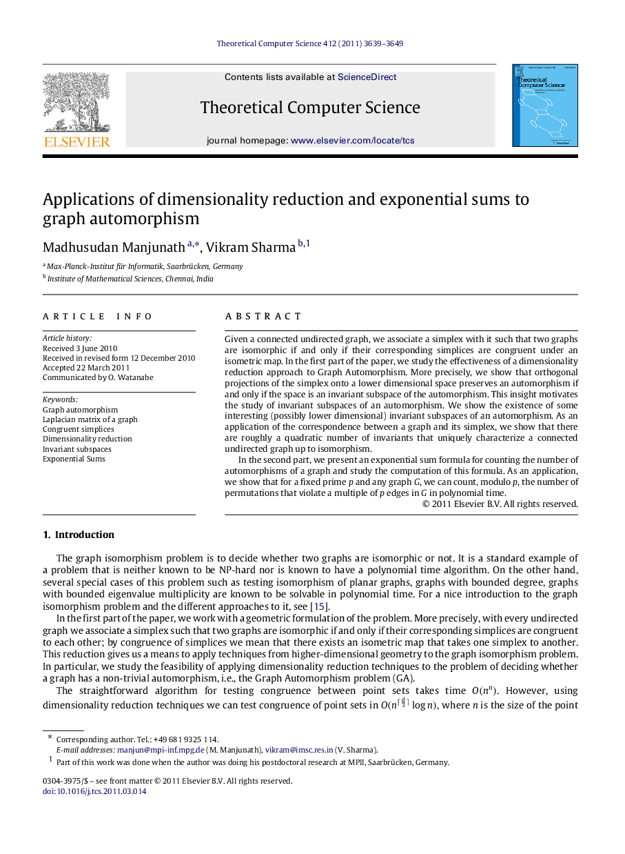 Applications of dimensionality reduction and exponential sums to graph automorphism