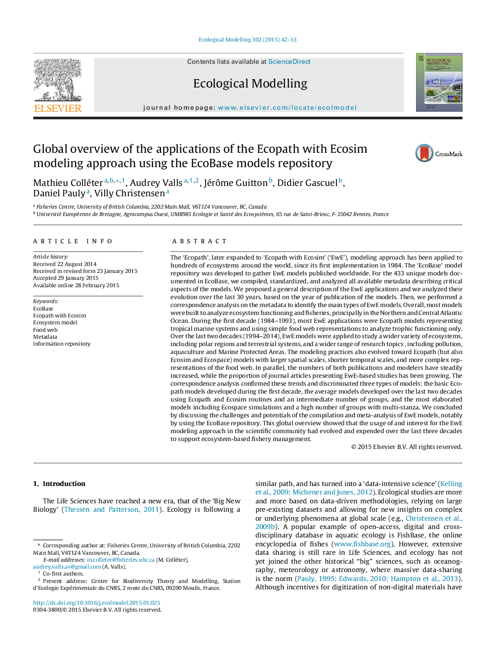 Global overview of the applications of the Ecopath with Ecosim modeling approach using the EcoBase models repository