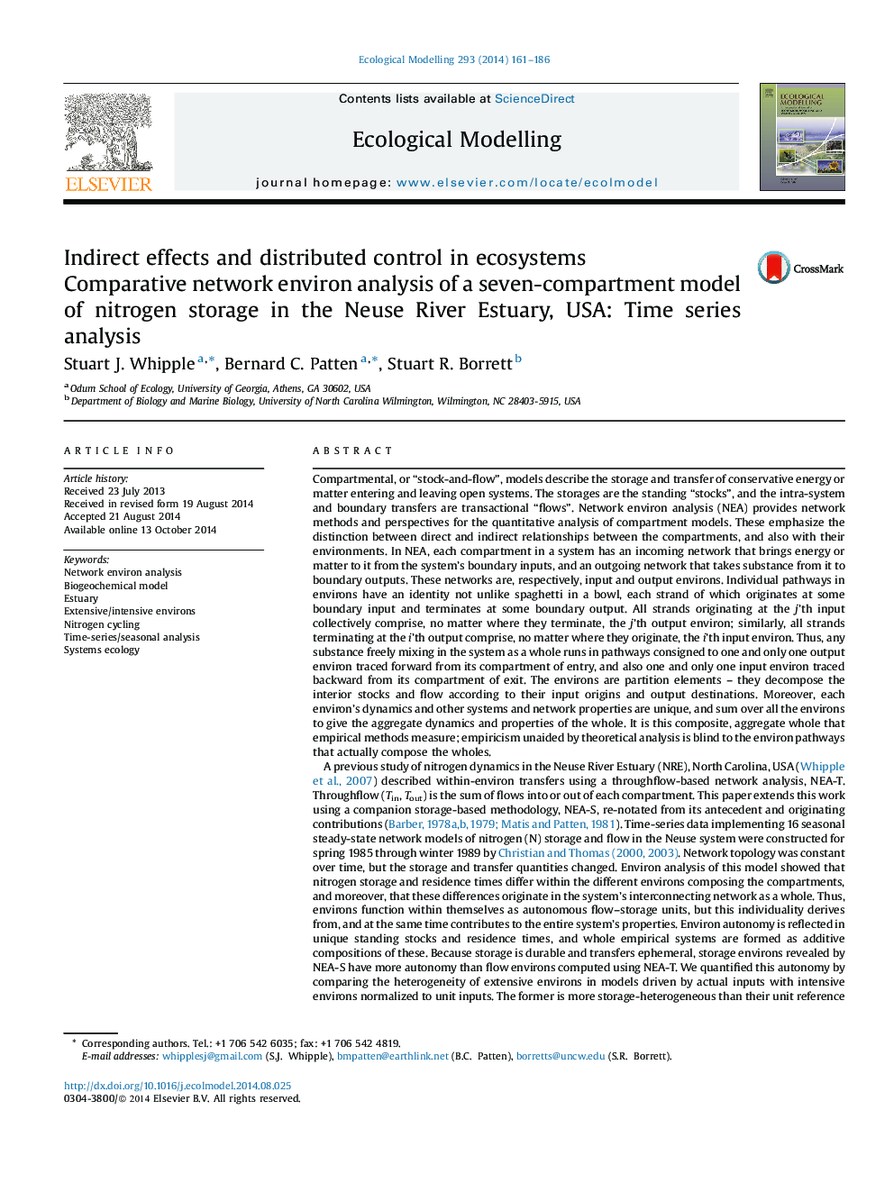 Indirect effects and distributed control in ecosystems