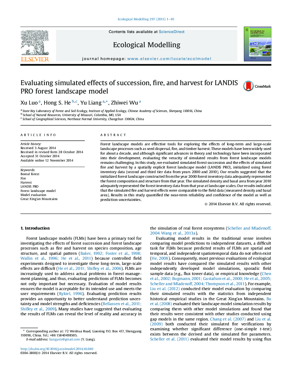 Evaluating simulated effects of succession, fire, and harvest for LANDIS PRO forest landscape model