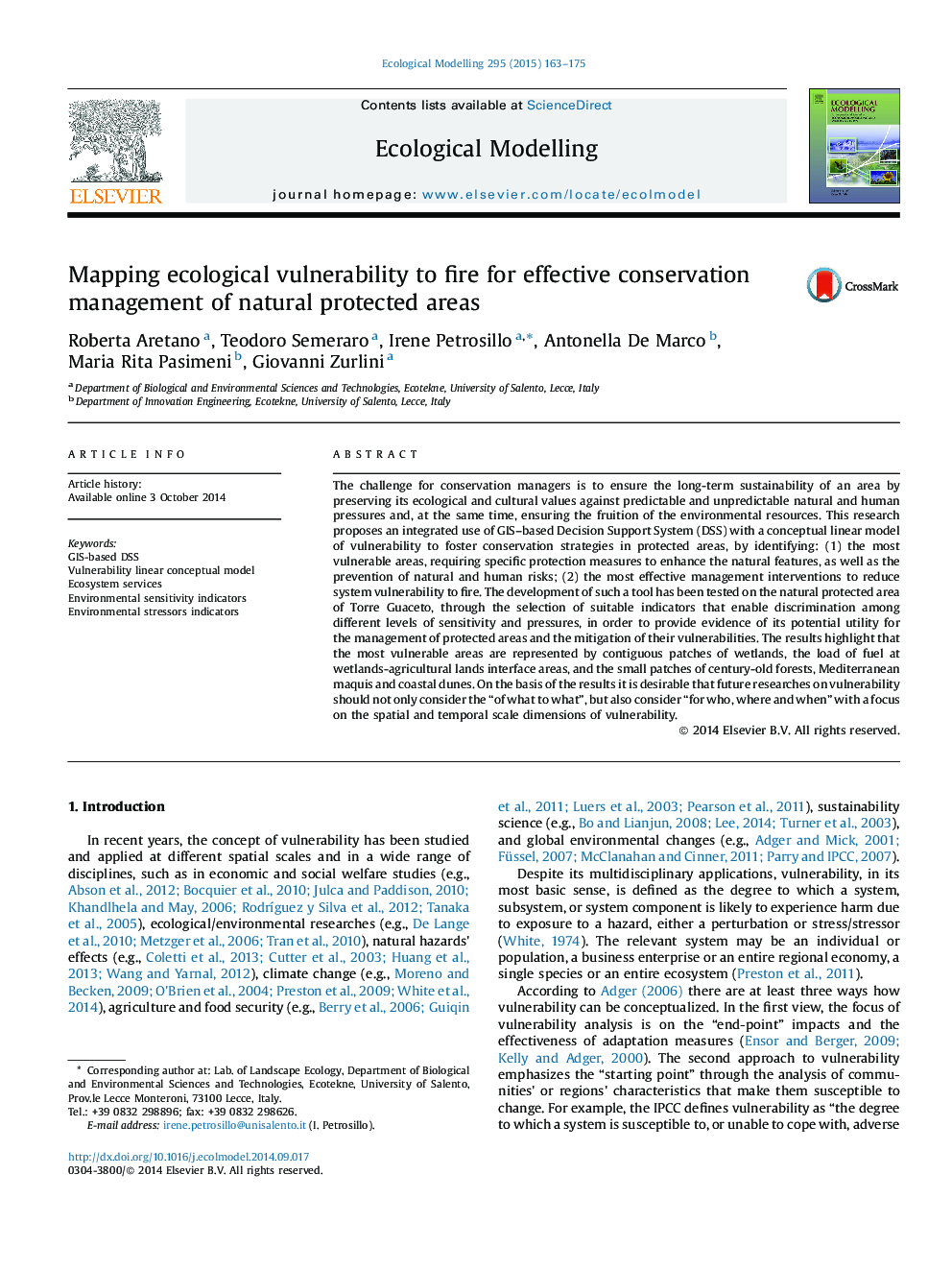 Mapping ecological vulnerability to fire for effective conservation management of natural protected areas