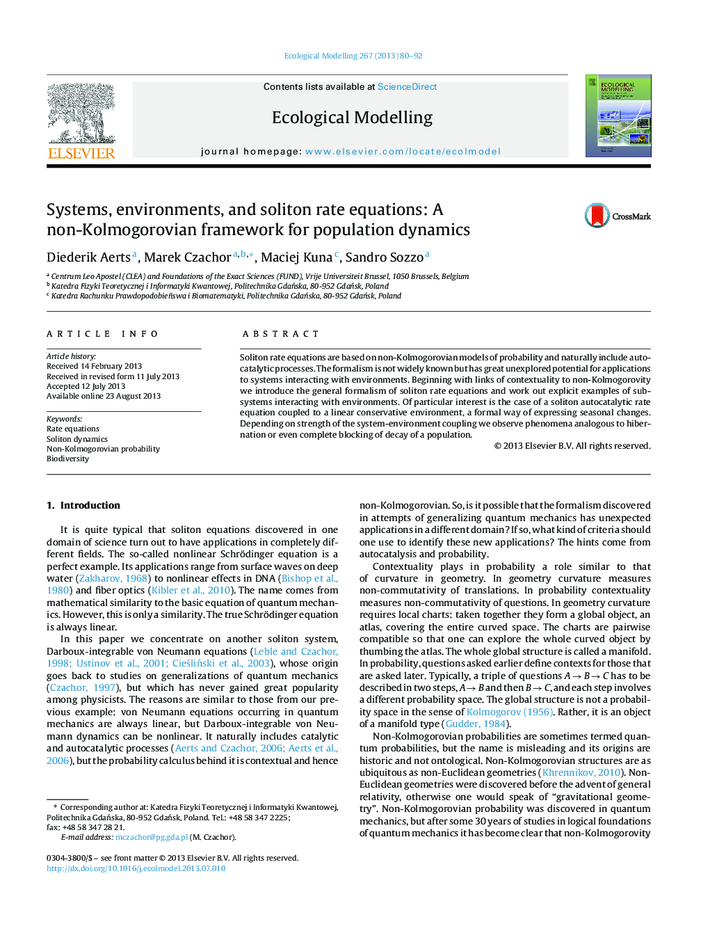 Systems, environments, and soliton rate equations: A non-Kolmogorovian framework for population dynamics