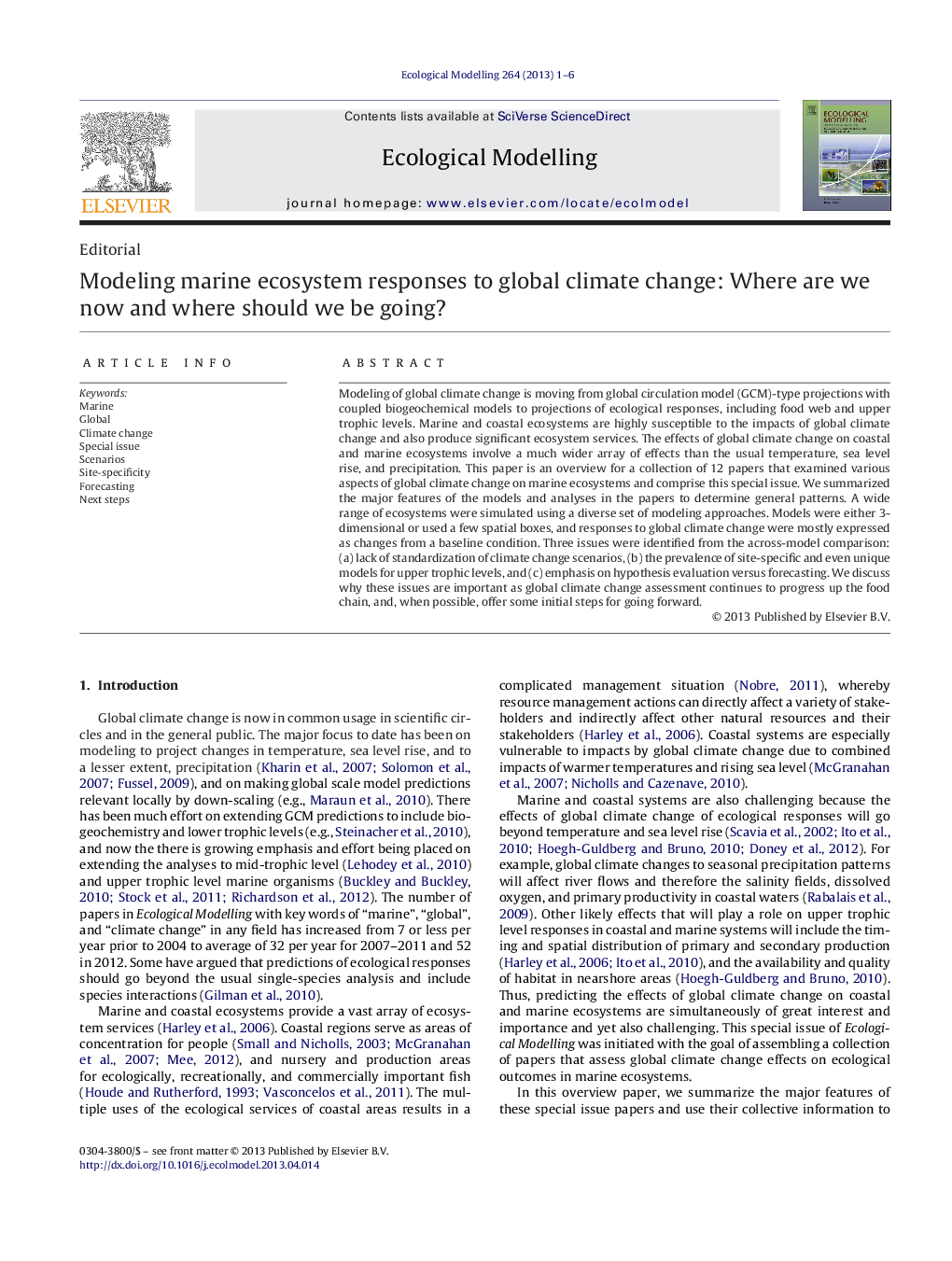 Modeling marine ecosystem responses to global climate change: Where are we now and where should we be going?