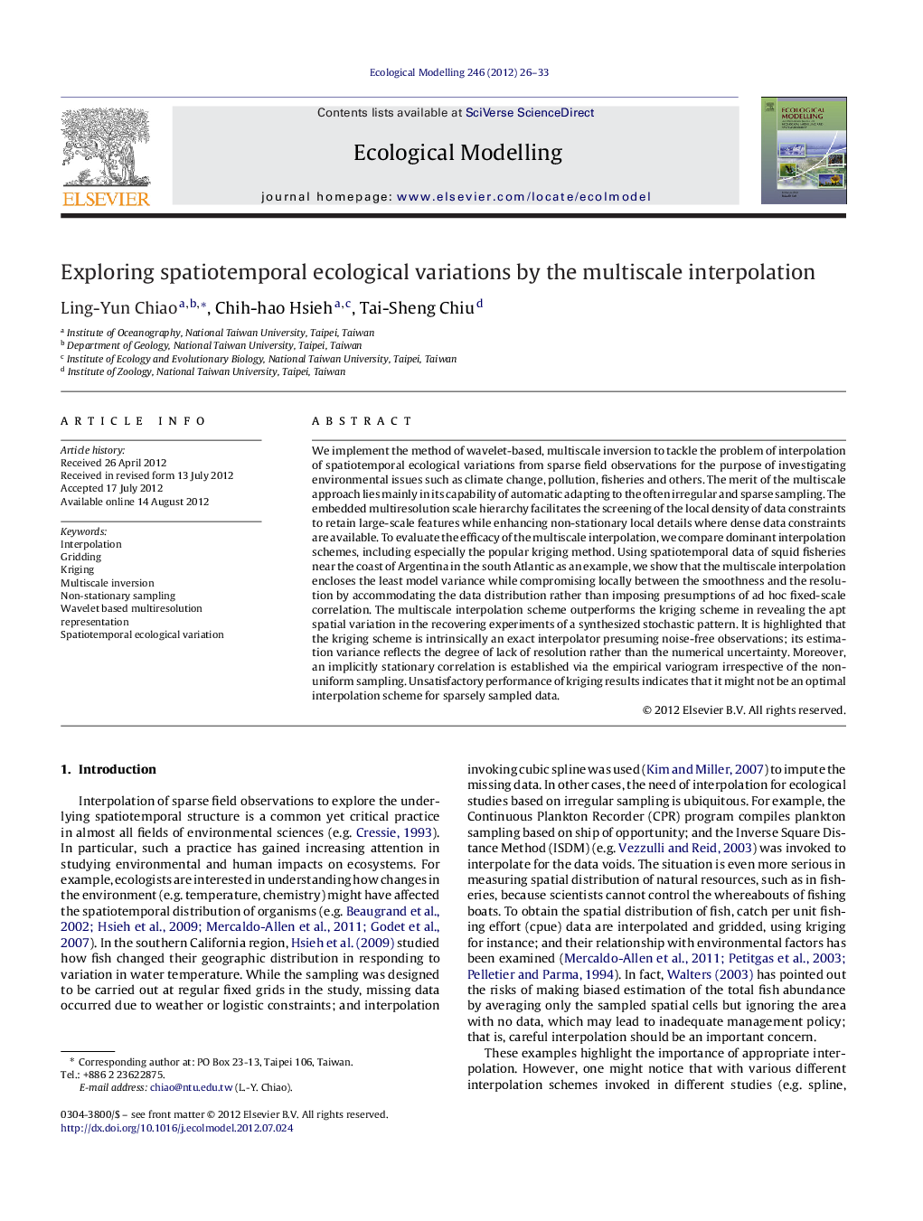 Exploring spatiotemporal ecological variations by the multiscale interpolation