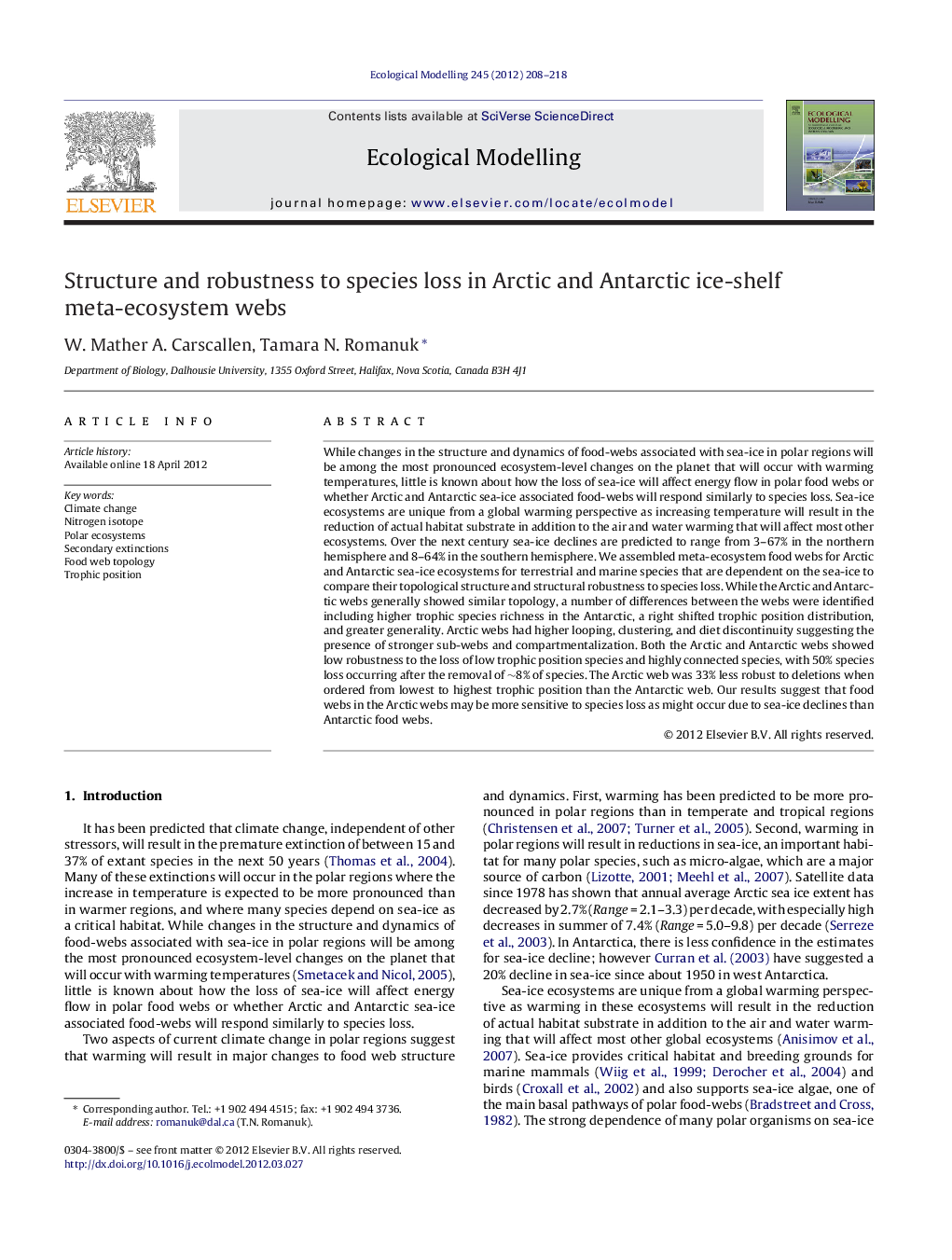 Structure and robustness to species loss in Arctic and Antarctic ice-shelf meta-ecosystem webs