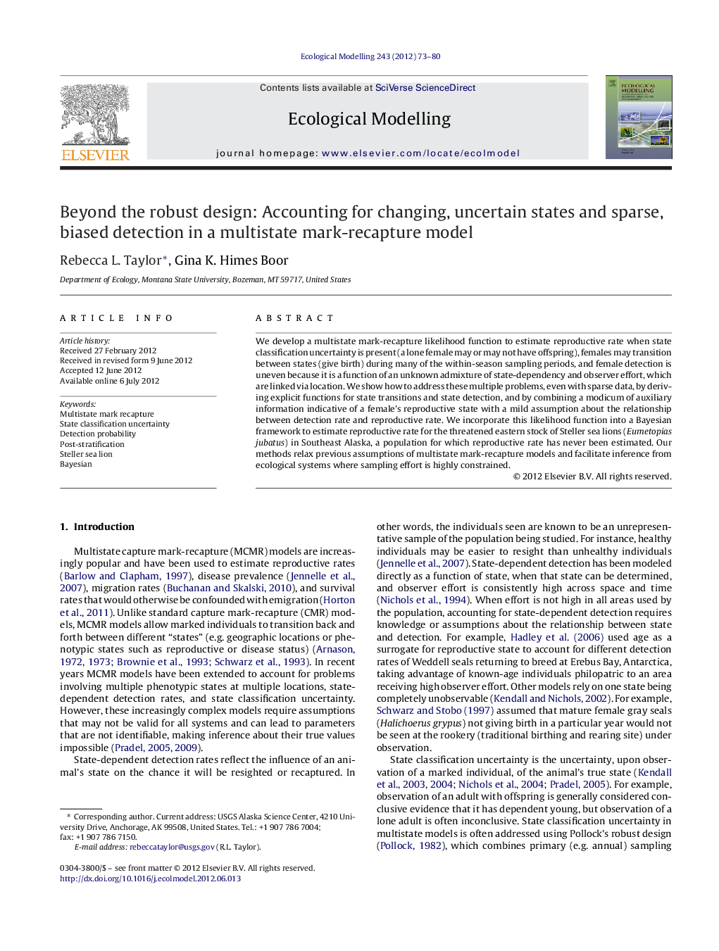 Beyond the robust design: Accounting for changing, uncertain states and sparse, biased detection in a multistate mark-recapture model