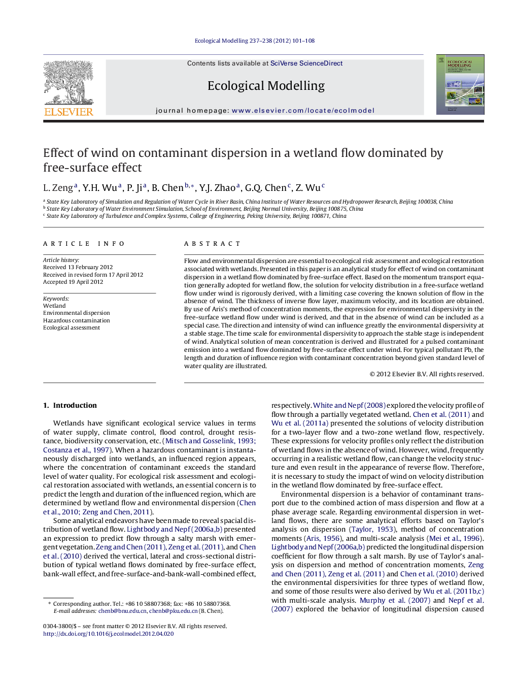 Effect of wind on contaminant dispersion in a wetland flow dominated by free-surface effect