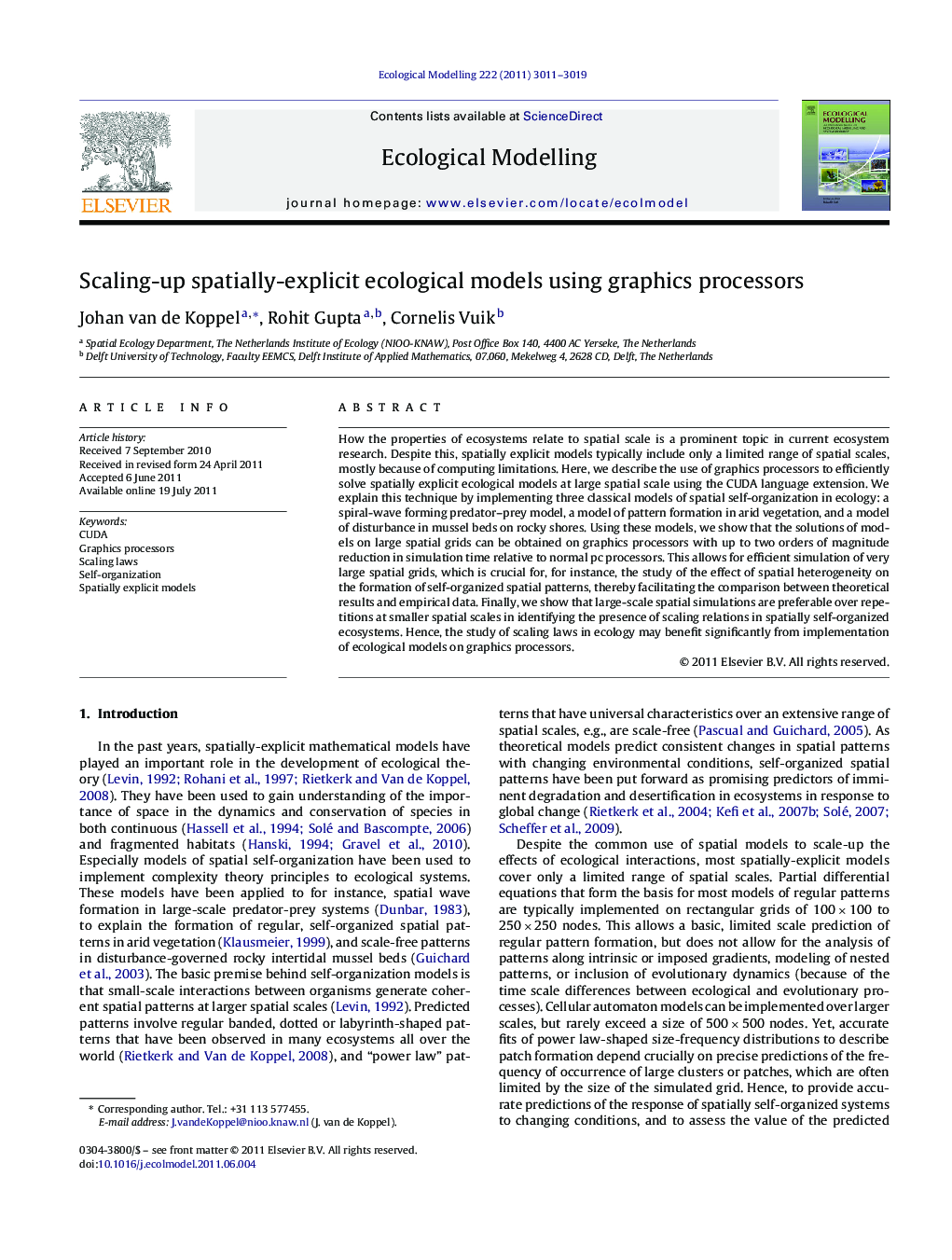 Scaling-up spatially-explicit ecological models using graphics processors