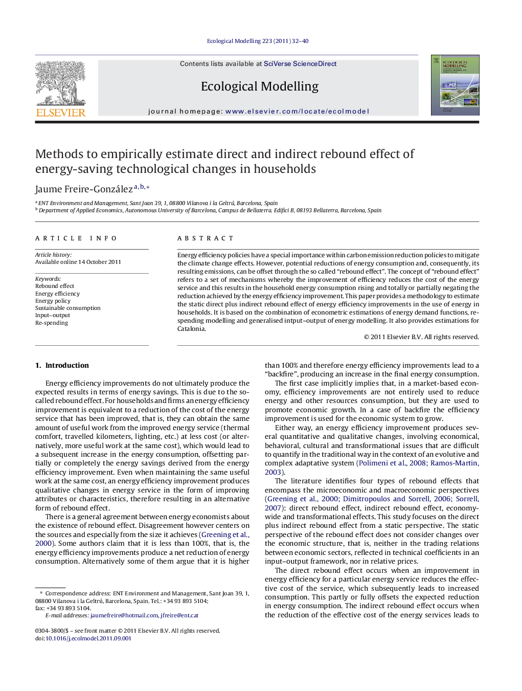 Methods to empirically estimate direct and indirect rebound effect of energy-saving technological changes in households