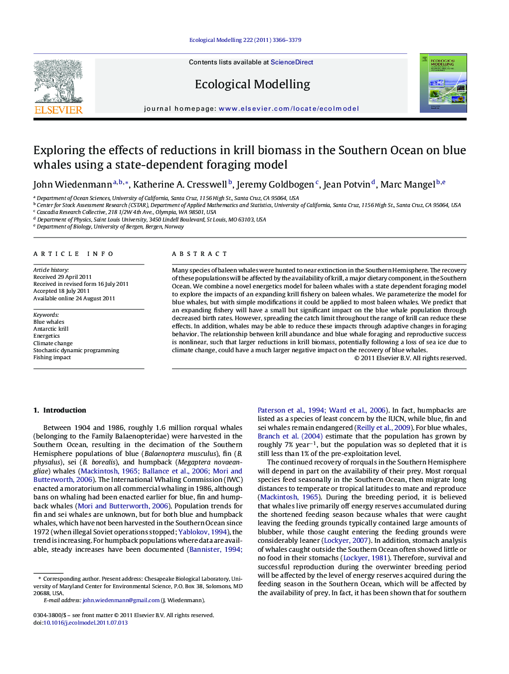 Exploring the effects of reductions in krill biomass in the Southern Ocean on blue whales using a state-dependent foraging model