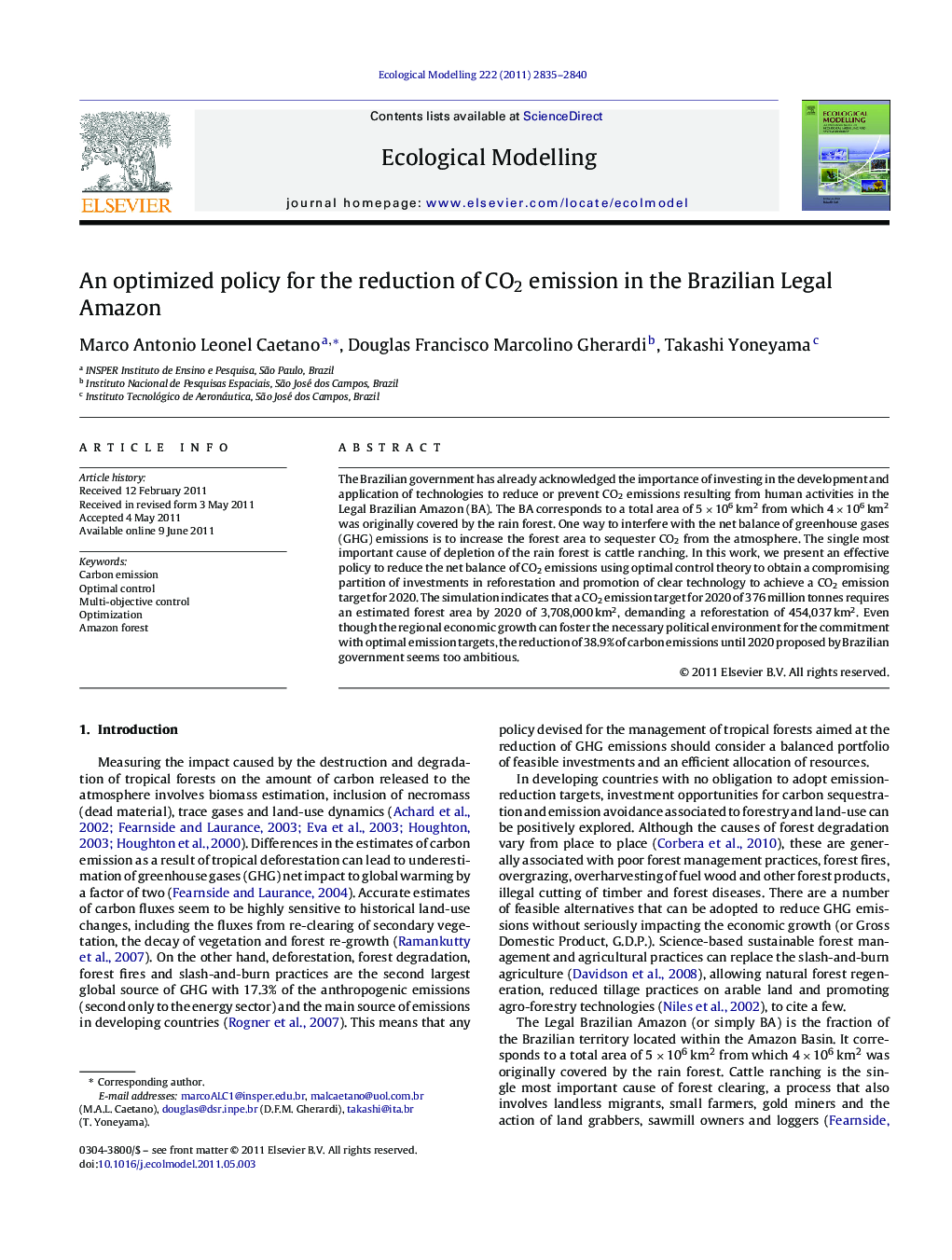 An optimized policy for the reduction of CO2 emission in the Brazilian Legal Amazon