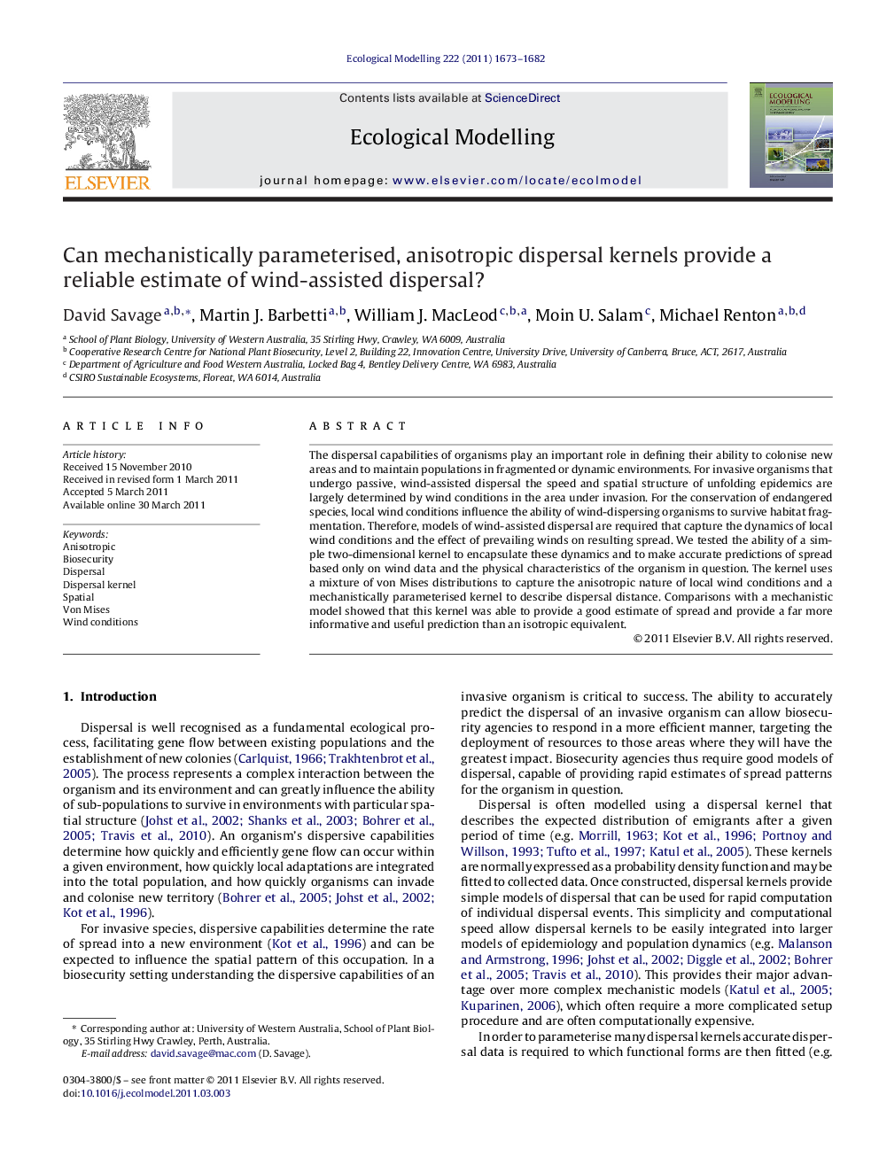 Can mechanistically parameterised, anisotropic dispersal kernels provide a reliable estimate of wind-assisted dispersal?