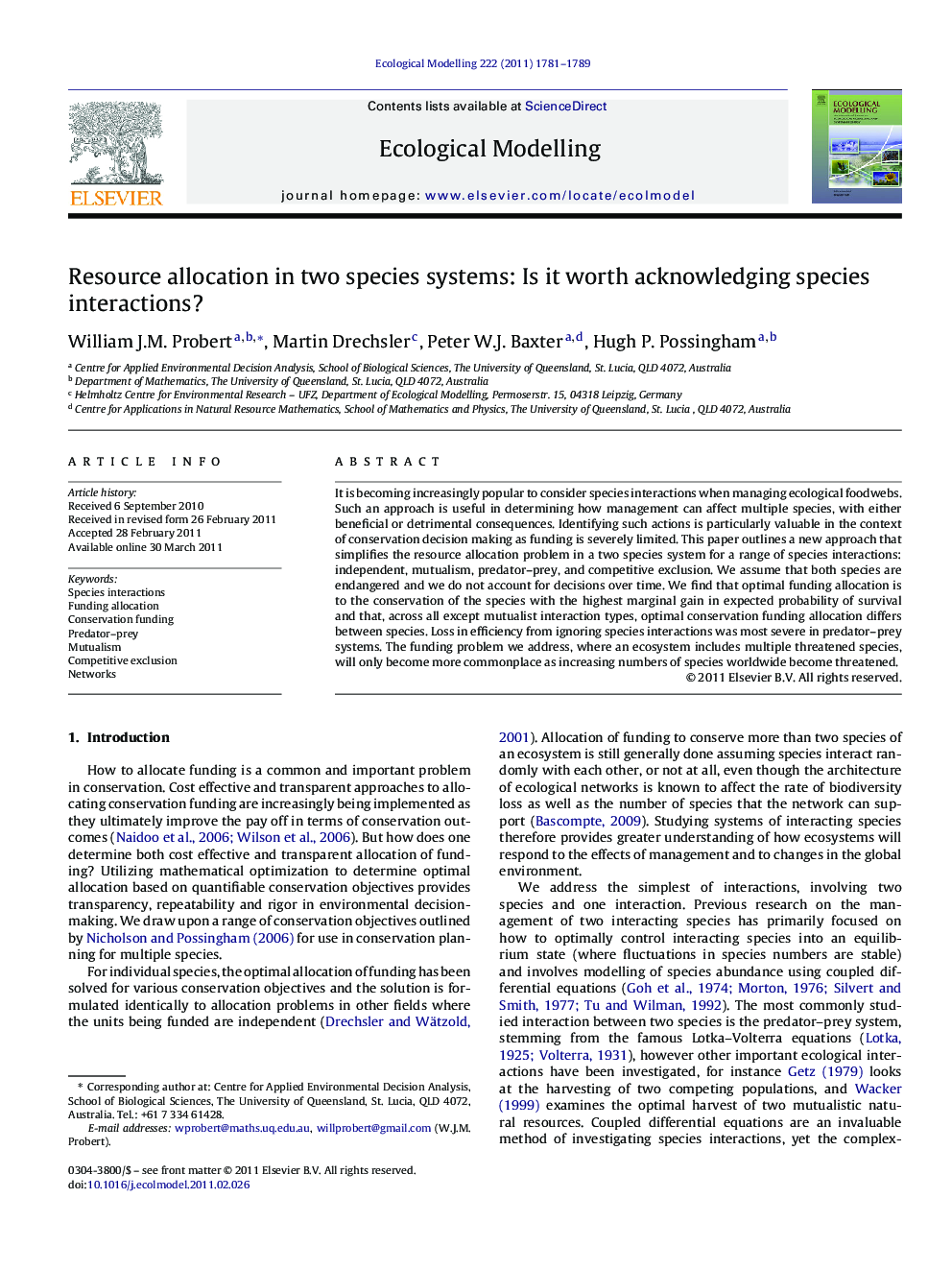 Resource allocation in two species systems: Is it worth acknowledging species interactions?