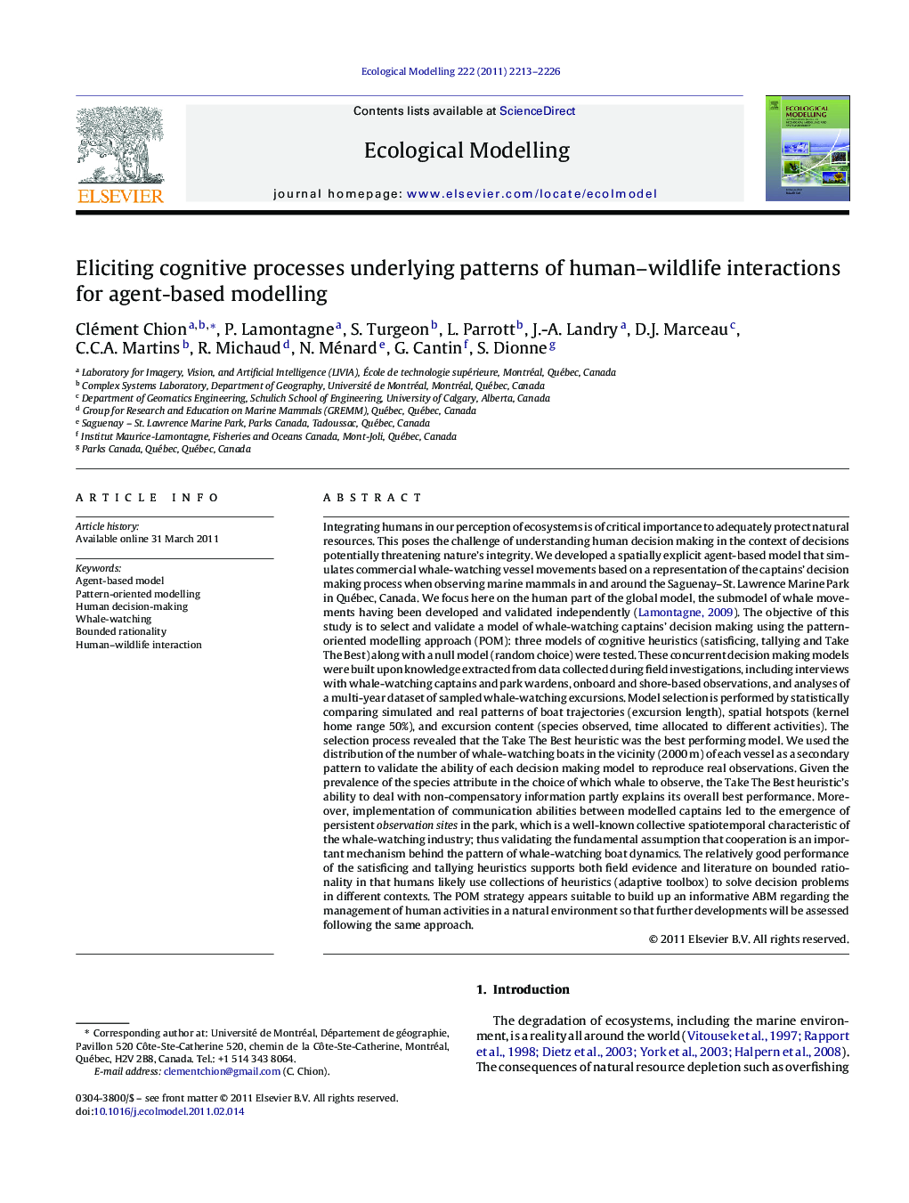 Eliciting cognitive processes underlying patterns of human–wildlife interactions for agent-based modelling