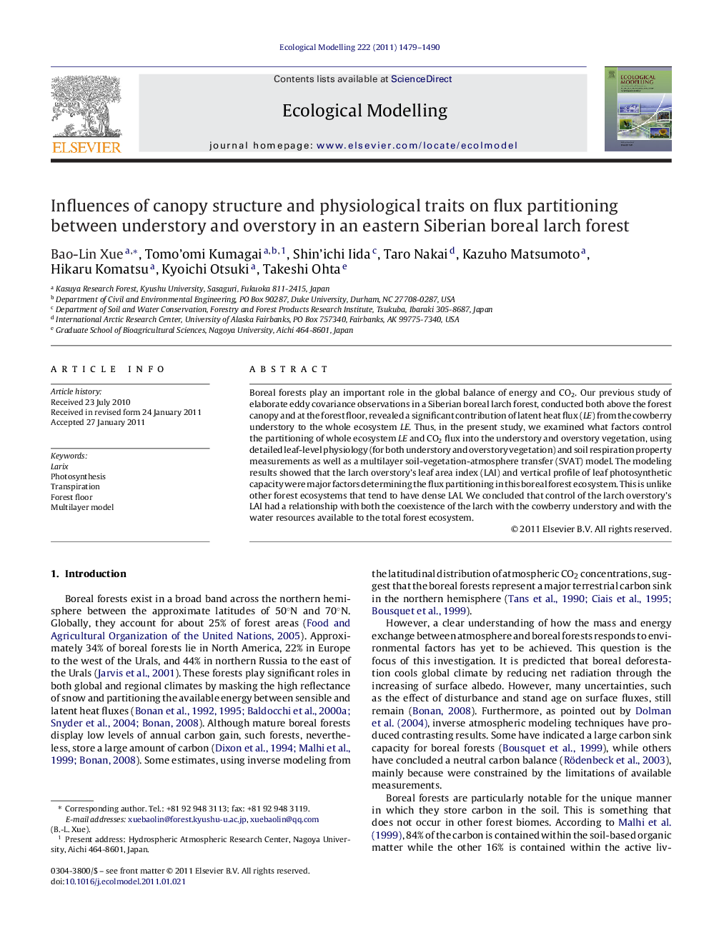 Influences of canopy structure and physiological traits on flux partitioning between understory and overstory in an eastern Siberian boreal larch forest