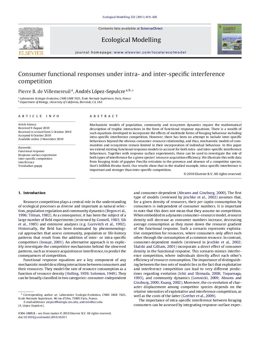 Consumer functional responses under intra- and inter-specific interference competition