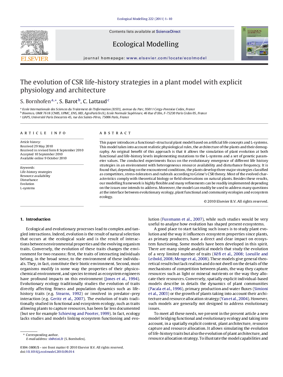 The evolution of CSR life-history strategies in a plant model with explicit physiology and architecture